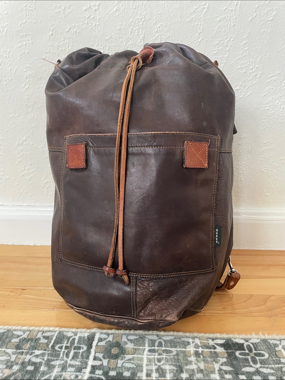 Rugby North America leather drawstring bag